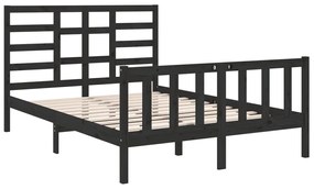 Estrutura cama pequena casal 120x190 cm pinho maciço preto