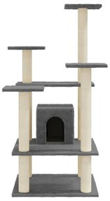 Árvore p/ gatos c/ postes arranhadores sisal 110cm cinza-escuro