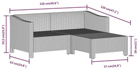 7 pcs conjunto lounge de jardim c/ almofadões vime PE cinzento