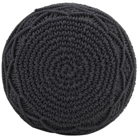 Pufe artesanal em macramé 45x30 cm algodão antracite