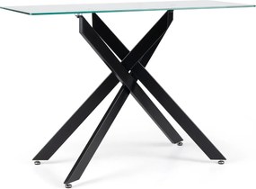 Mesa Consola 115 x 45 x 78 cm com Tampo Temperado e Pernas de Metal para Sala, hall Entrada Preta