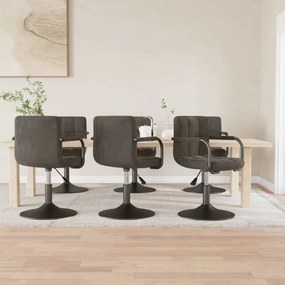 Cadeiras de jantar giratórias 6 pcs veludo cinzento-escuro