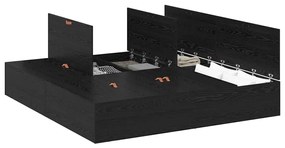 Cama de Armazenamento em Carvalho Preto 200x200 cm