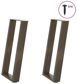 Pés de mesa de console em forma de U, 2 peças, aço natural, 38 x (72-7