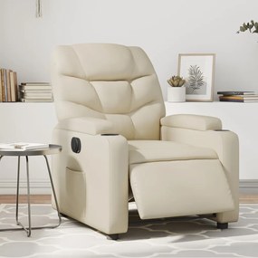 Poltrona reclinável elétrica couro artificial cor creme