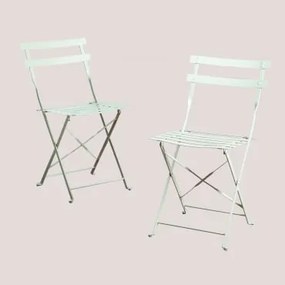 Pack De 2 Cadeiras De Jardim Dobráveis Em Aço Sergey Celadon Mousse - Sklum