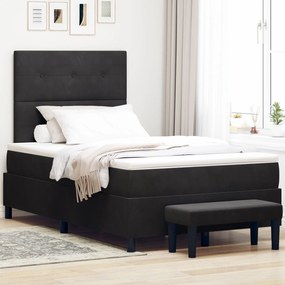 Cama Box com Colchão e Banco Preto 120x200 cm Veludo
