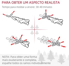 HOMCOM Árvore de Natal Artificial 180 cm com 240 Luzes LED Árvore de Natal com 618 Ramos Suporte de Aço e Formato Slim para Interior Ø68x180 cm Verde