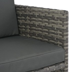 Conjunto jantar p/ exterior com almofadões 7 pcs vime cinzento