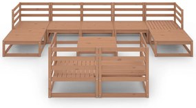 10 pcs conjunto lounge de jardim pinho maciço castanho-mel