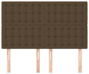 Cabeceira de cama 4 pcs tecido 72x5x78/88 cm castanho-escuro