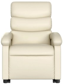 Poltrona reclinável de massagens couro artificial cor creme