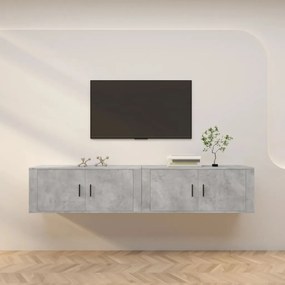 Móveis de TV de parede 2 pcs 100x34,5x40 cm cinzento cimento