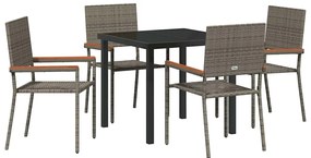 Conjunto de Jantar para Jardim de 5 Peças em Rattan Sintético Cinza