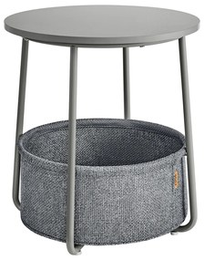 Mesa de cabeceira redonda pequena VASAGLE, moderna, com cesto de tecido, para sala de estar, quarto, cinza-pomba + cinza-ardósia