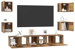 Conjunto de móvel de TV 7 pcs Madeira antiga 60 x 30 x 30 cm
