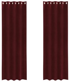 Cortinas Blackout vidaXL com Ilhós 2 pcs Vermelho Bordô Veludo