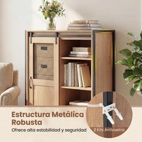 Armário de arrumação, estilo rústico 84 x 40 x 120 cm, com porta de correr, 5 gavetas e prateleiras ajustáveis ideal para casa de banho, sala de estar