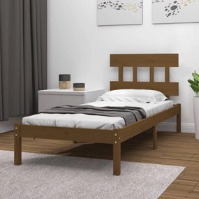 vidaXL Estrutura de cama 100x200 cm madeira maciça castanho mel