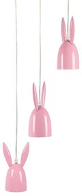 Candeeiro de teto em metal rosa com 3 abajures RABBIT Beliani