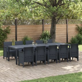 Conjunto de Jantar vidaXL 11 Peças Antracite Rattan Poliéster