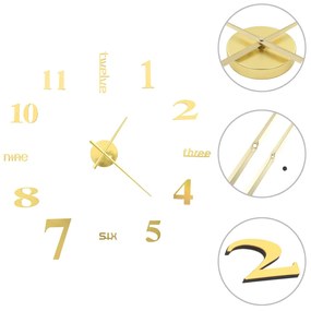 Relógio de parede 3D com design moderno 100 cm XXL dourado