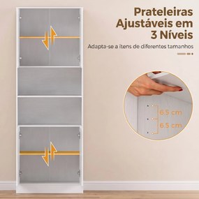 Armário de Cozinha com 4 Portas de Fecho Suave, Prateleiras Ajustáveis e 2 Compartimentos Abertos, Branco