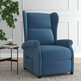 vidaXL Poltrona reclinável tecido azul