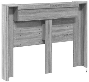 Armário de cabeceira c/ luzes LED 140x16,5x103,5cm cinza sonoma