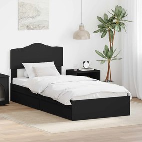 vidaXL Cama com Armazenamento Preto 100 x 200 cm Madeira processada