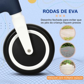 Bicicleta sem Pedais para Crianças Bicicleta de Equilíbrio com Assento Ajustável em Altura 67,5x32x44 cm Azul