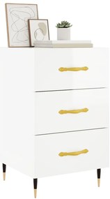 Mesa de cabeceira 40x40x66cm derivados madeira branco brilhante