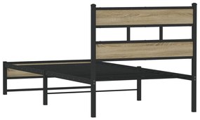 Estrutura de cama sem colchão 100x200 cm metal carvalho sonoma