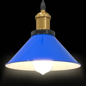 Candeeiro suspenso regulável altura E27 azul escuro Ø22cm