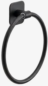 Toalheiro Adesivo De Parede Ø15 Cm Para Casa De Banho Em Aço Inoxidável Ondreli Preto Mate - Sklum