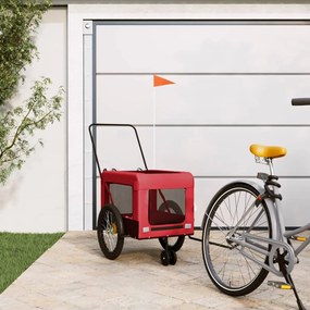 vidaXL Reboque bicicleta p/ animais tecido oxford/ferro vermelho/preto