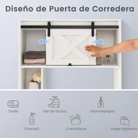 Armario de casa de banho para sanita com prateleiras nas portas 84 x 17 x 128 cm Branco