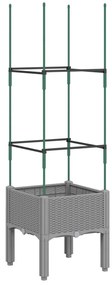Vaso/floreira jardim c/ treliça 40x40x142,5cm PP cinzento-claro
