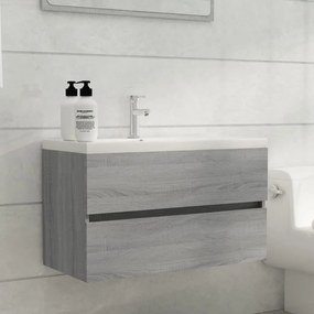 815652 vidaXL Móvel p/ lavatório 80x38,5x45 cm derivados madeira cinza sonoma