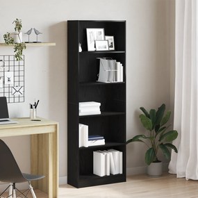 vidaXL Estante de Carvalho Preto - 60 x 24 x 176 cm, Feita de Madeira de Engenharia