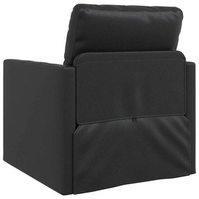 Sofá-Cama de Piso 2-em-1 Preto 74x77x81 cm Couro Sintético