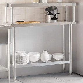 vidaXL Mesa trabalho cozinha c/ prateleira 110x30x120cm aço inoxidável