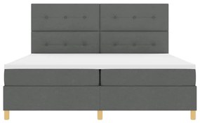 Cama Box com Colchão &amp; LED Cinza Escuro 200x200 cm Tecido