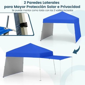 Tenda Pop up, jardim, feiras, eventos 430 x 280 cm (COM TOLDO) com 2 paredes laterais conversíveis, 2 alturas ajustáveis, bolsa de transporte, Azul