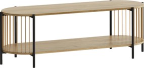 Móvel de TV Estilo Boémio Móvel de TV até 55 Polegadas com Detalhes em Corda de Papel e 2 Prateleiras Abertas 124x43,5x41 cm Madeira