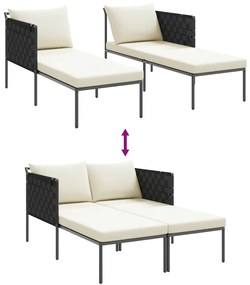 Espreguiçadeira vidaXL com almofadas para 2 pessoas Antacita 115x153x6
