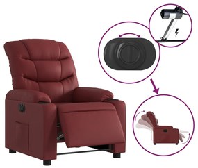 Poltrona reclinável elétrica couro artificial vermelho tinto