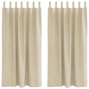 Cortinas Blackout vidaXL com Alças de Pendurar 2 pcs Veludo Creme