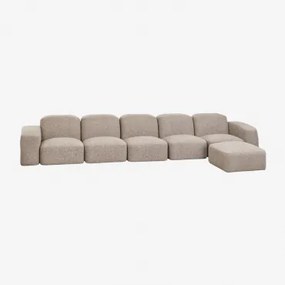 Sofá Modular E Pufe Bastian De 5 Peças Bouclé Castanho Moca - Sklum
