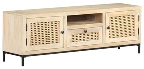 Móvel de TV 120x30x40 cm mangueira maciça e palhinha natural